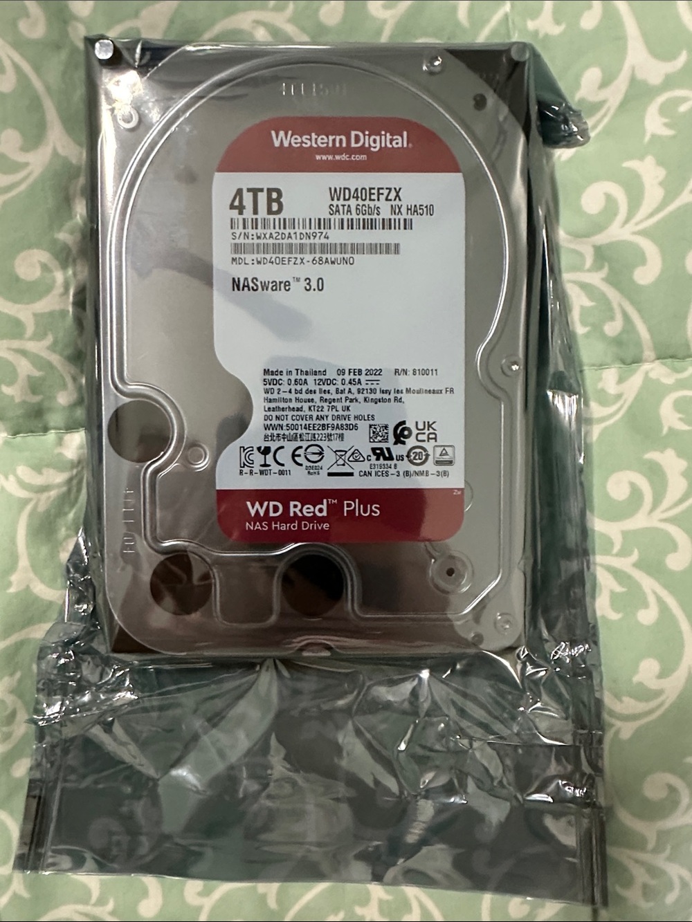 WD Red Plus 4TB NAS Hard Drive - Red/Silver